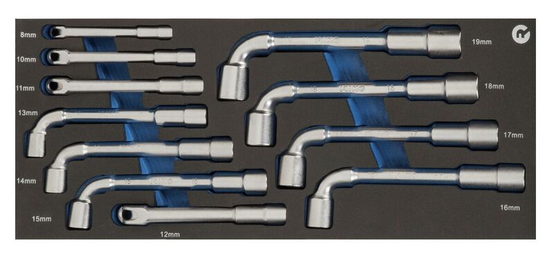 Open pipe socket wrench set 11pcs 8-19mm 1/3 foam Irimo