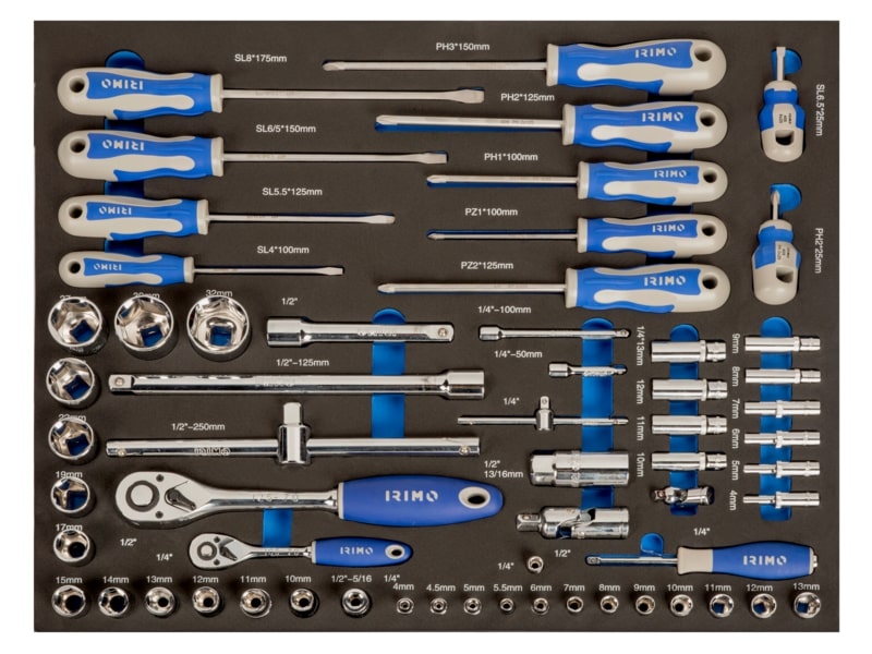 Screwdriver and socket set 1/4 + 1/2