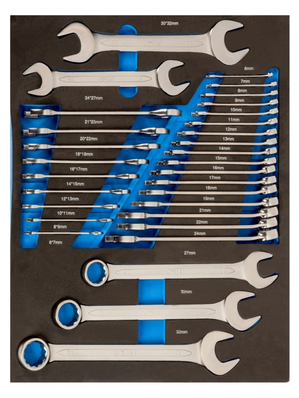Wrench (combination+open end) set 31pcs 3/3 foam Irimo