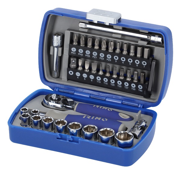 Ratchet, sockets and bit set, 5.5-14mm 1/4