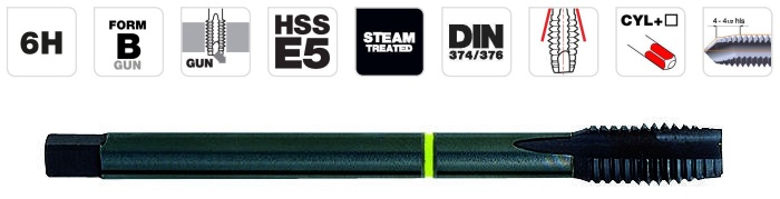 Machine tap M16x2.0, HSS-E5 DIN, straight flute, GUN