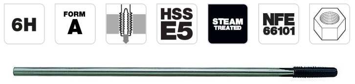 Machine tap M12x1.75, HSS-E5 NFE66101, straight flute, 420mm