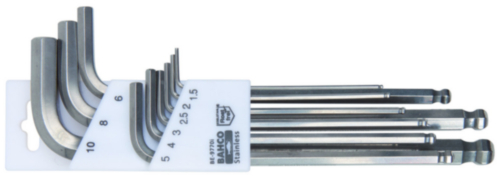 Inox offset long series ball end hexagon key set 1,5-10mm 9 pcs
