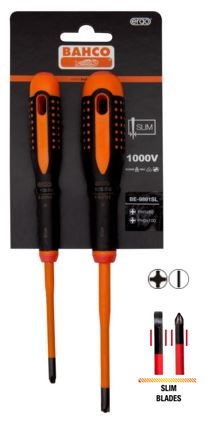 Elektriķu skrūvgriežu komplekts ERGO™ Combi slim 2 gab - PH1/SL5; PH2/SL6 - 1000V VDE
