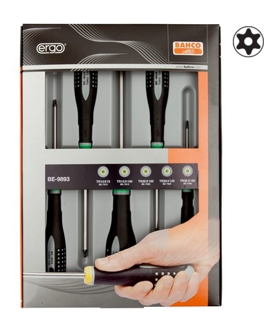 Skrūvgriežu komplekts ERGO™ 5 gab - TR10,TR15,TR20,TR25,TR30