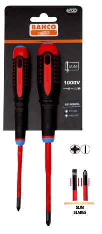 Elektriķu skrūvgriežu komplekts ERGO™ slim 2 gab - PZ1/2 - 1000V VDE