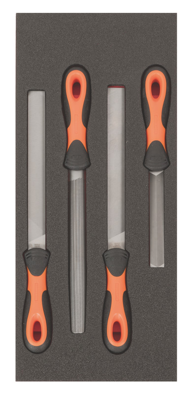 File set 4pcs Fit&Go 1/3 - flat file - halfround file - 2x sharpening files