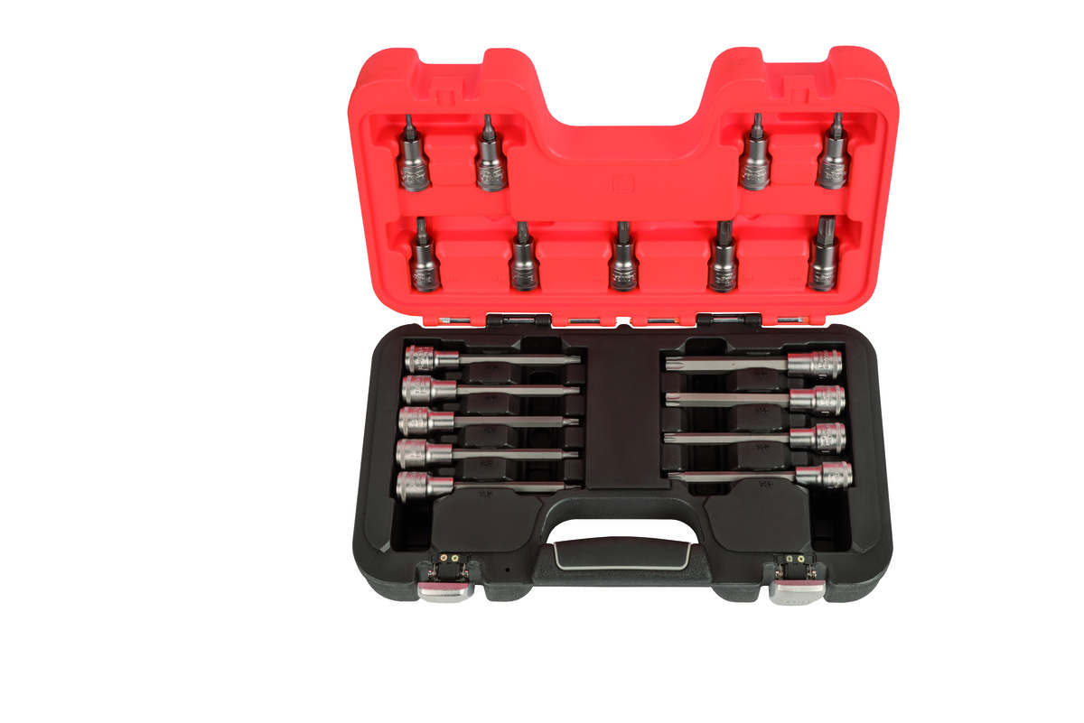 Īsās un garās uzgaļu muciņas S9 komplekts Torx T20-T60, 18 gab, 1/2