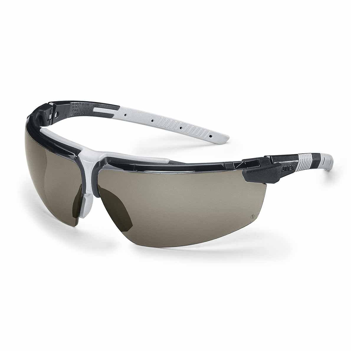 UVEX Aizsargbrilles i-3, Pelēkā Lēca, Supravision Excellence HC/AF Pārklājums, Regulējamas Kājiņas, Melns/Pelēks